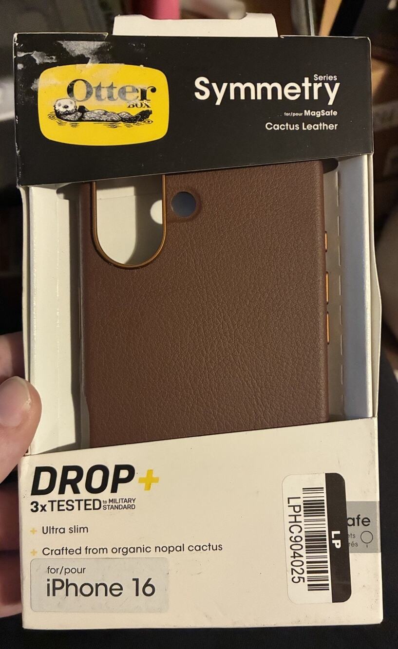OtterBox Symmetry Series MagSafe Cactus Leather Ultra Slim Case iPhone 16 Brown